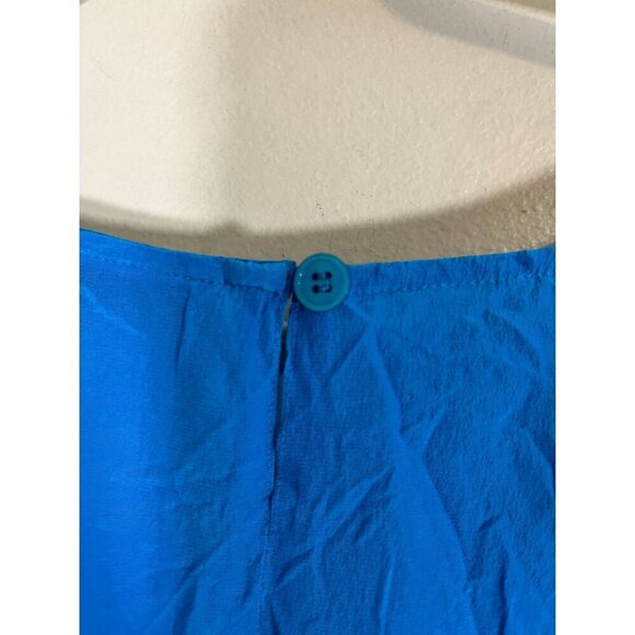 Diane Gilman Silk Sequin Top Blue 1X Glam Classic Tank Shimmer Artsy Workwear - Picture 12 of 14
